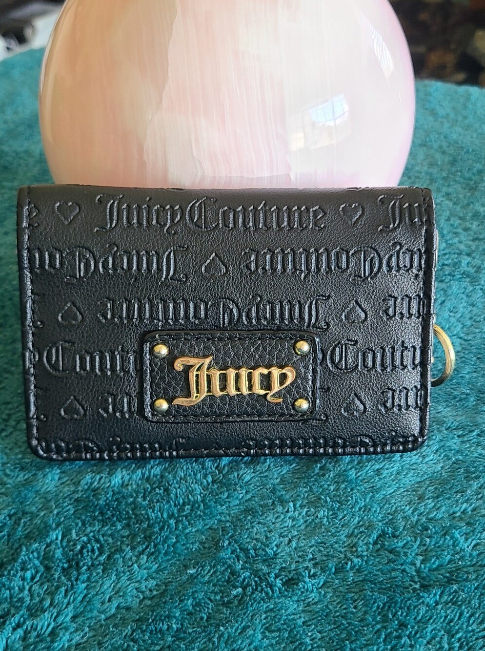 Juicy Couture Black Embossed Logo Cardholder Wallet